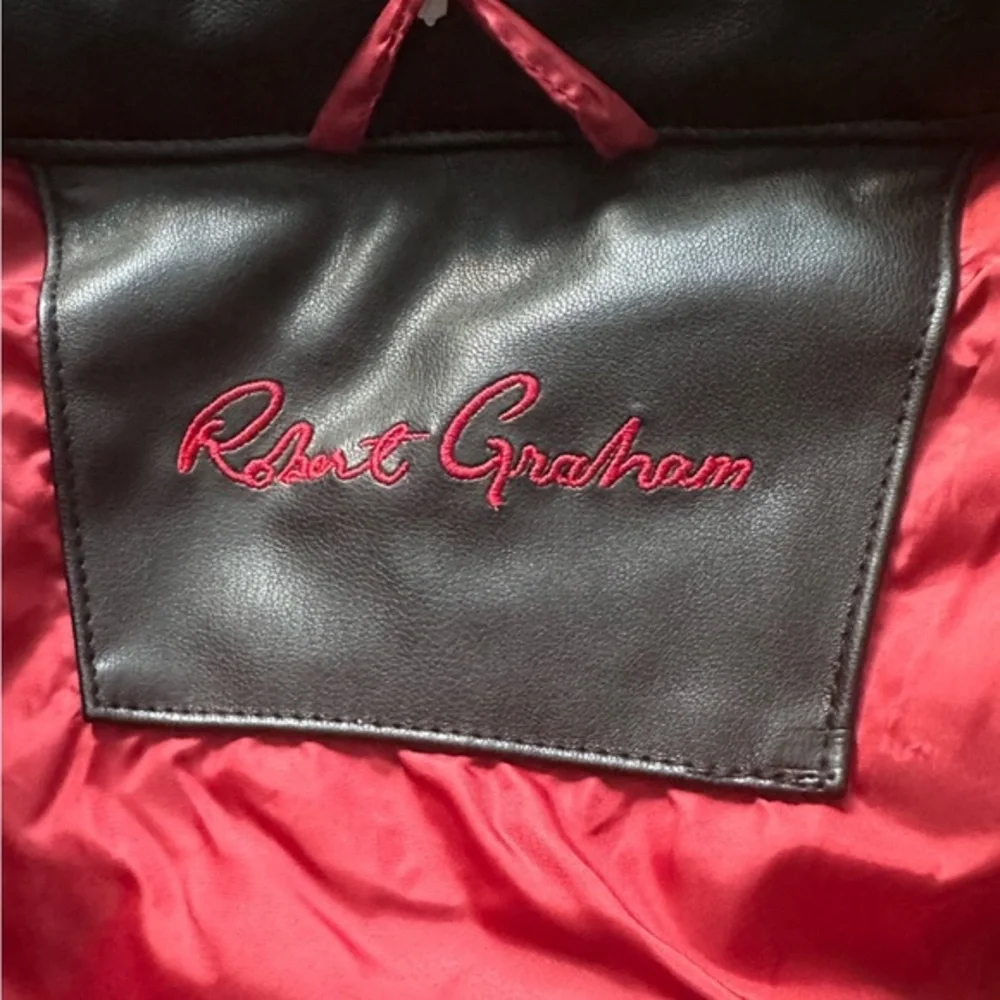 NWT ROBERT GRAHAM MEN’S‎ PUFFER JACKET FAUX LEATHER/SUEDE COAT BLACK INSULATED